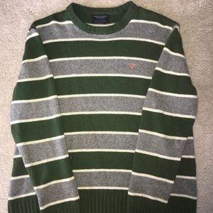 American Eagle Green/Grey Striped Sweater